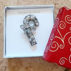 Silver Candy Cane Brooch